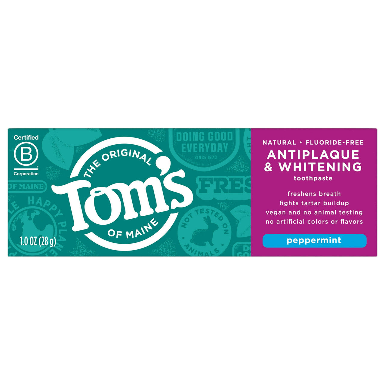 Toms Of Maine Natural Antiplaque And Whitening Toothpaste, Peppermint - 1 Oz